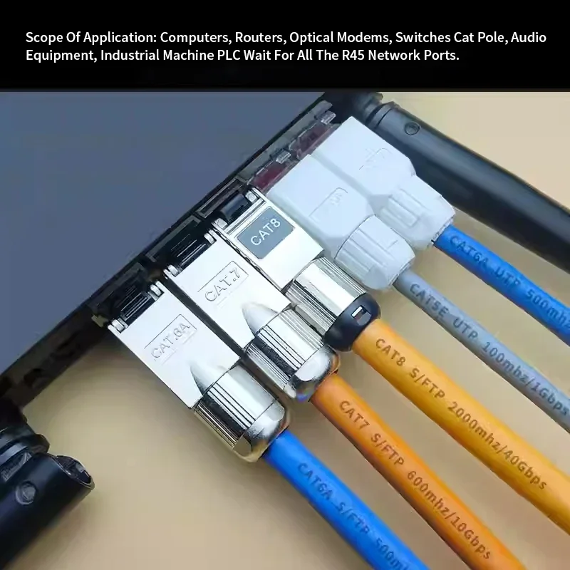 Cabezal de cristal RJ45 sin presión de red para Cable de red de grado Industrial CAT5E CAT6A CAT7 blindaje conector Gigabit de 10GB - imagen 2