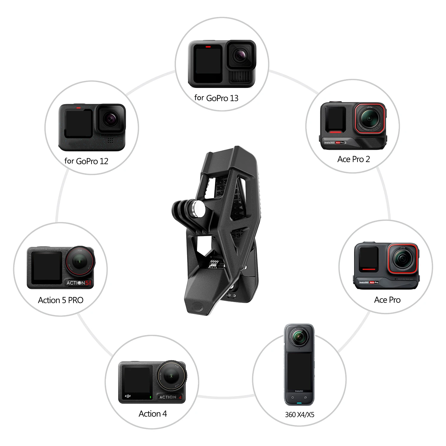 Soporte de agarre con Clip para casco, accesorios para GoPro 13 12 11 10 9 8 DJI Osmo Action 5 Pro 4 3 Insta 360 X5 X4 - imagen 2