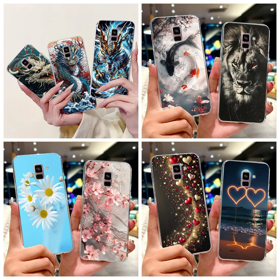 Para Samsung Galaxy A8 Plus 2018 funda SM-A730F funda de lujo con dibujos de dragón funda de teléfono suave delgada para Samsung A8 2018 SM-A530F Capa