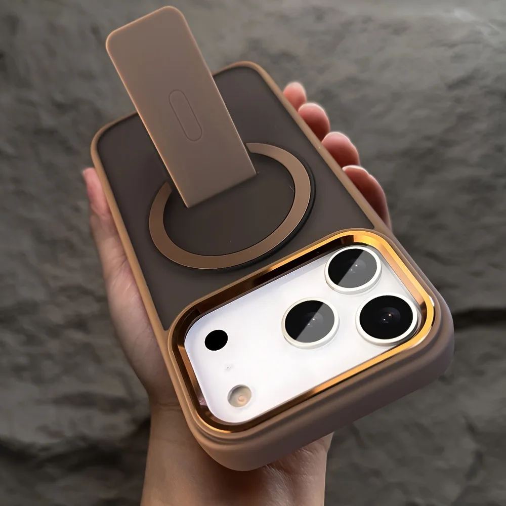 Funda de teléfono magnética con soporte plegable Luxuru para iPhone 17 16 12 13 15 14 Pro Max Plus 17Pro 17Air para fundas de carga inalámbrica Magsafe, funda para iphone 17 16 pro max - imagen 2