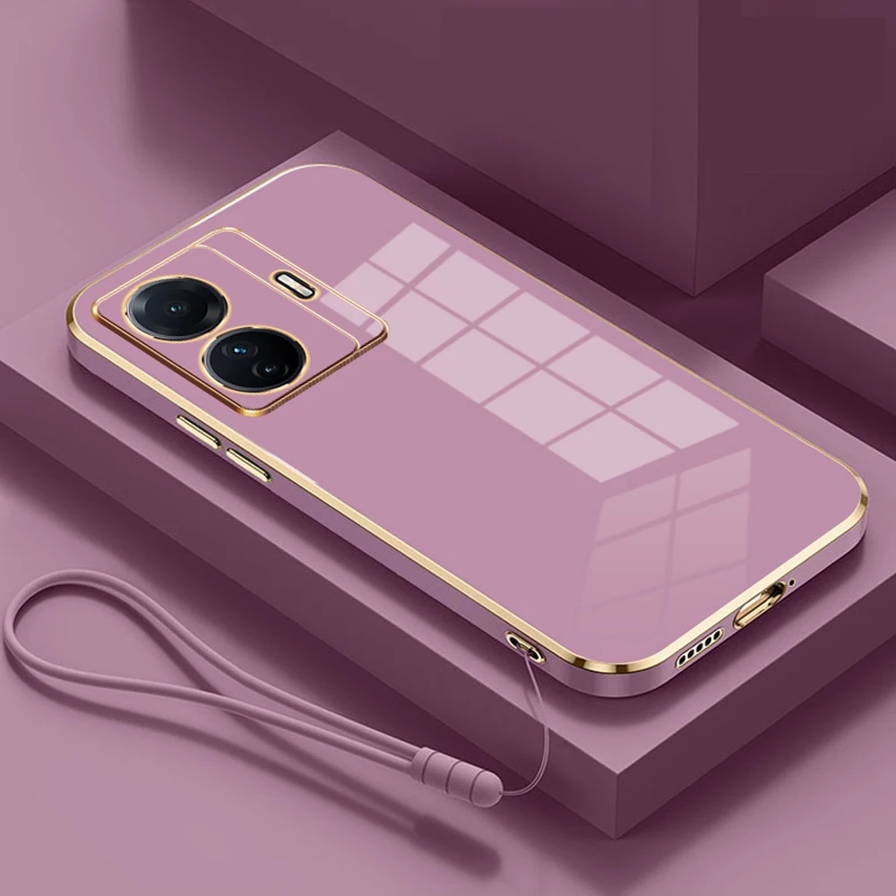 Para vivo iQOO Z6 Lite funda de lujo chapada cuadrada Vivo IQOO Z6 Pro funda de teléfono vivo T1 v2153 funda trasera de silicona a prueba de golpes T1