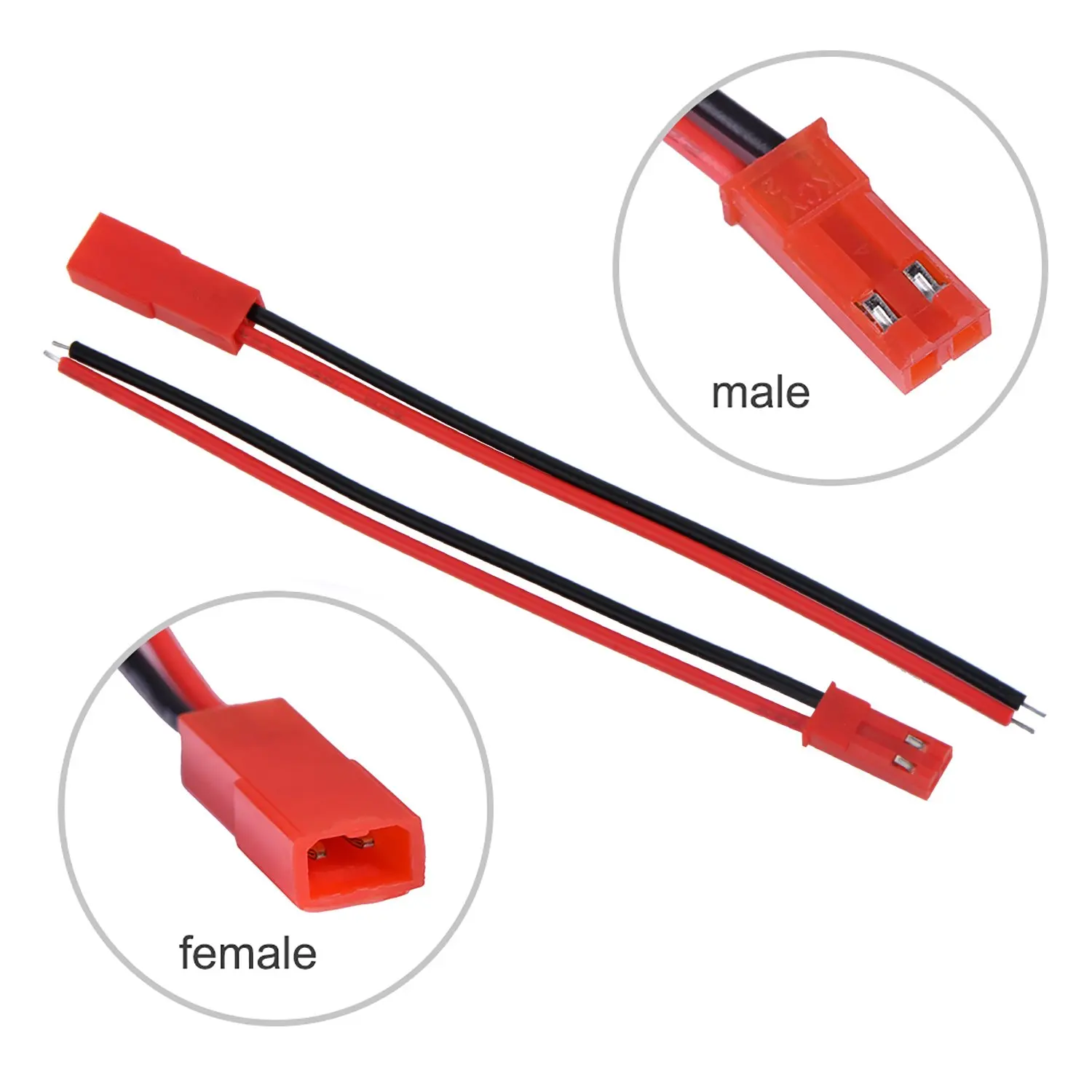 20/40 Uds 22 AWG conector de clavija para JST 2Pin macho hembra para JST RCY Cable de conector para tira de lámpara LED RC juguetes batería - imagen 2