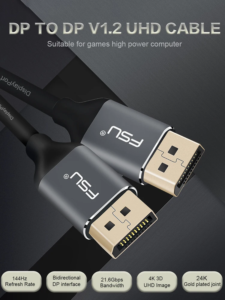 Cable Displayport 144Hz 1,2 V 4K 60Hz HD DP a DP adaptador Cable de puerto de pantalla de vídeo para proyector HDTV portátil 1M 1,5 M 2M 3M 5M