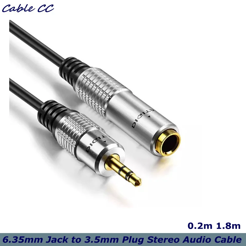 Audio Aux 6,35 mm 1/4 "hembra a 3,5 mm 1/8" macho Cable convertidor adaptador de enchufe para auriculares estéreo 20 cm