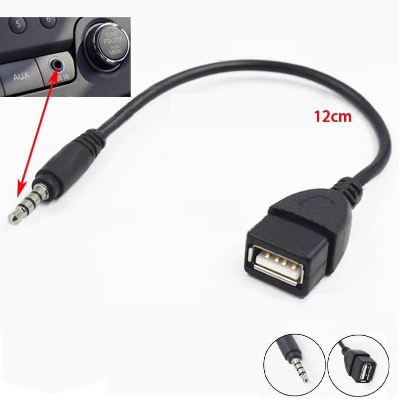 Cltgxdd-convertidor de reproductor MP3 para coche, conector de Audio auxiliar macho de 3,5mm a Cable USB hembra, adaptador para accesorios de coche MP3