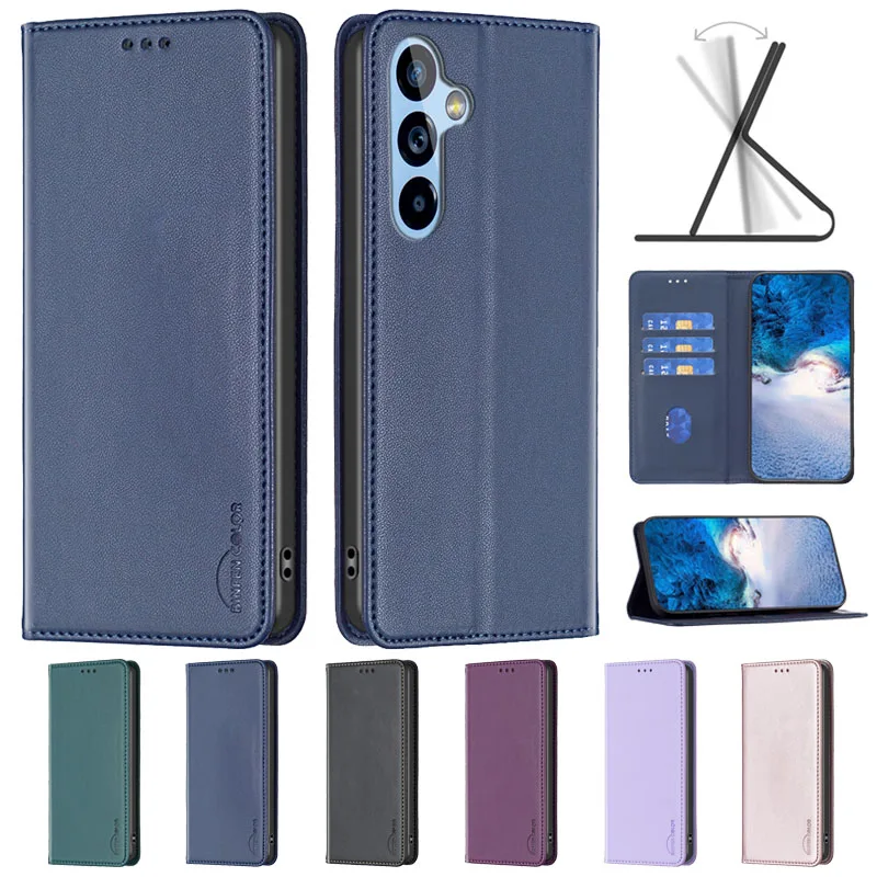 Funda de teléfono con tapa magnética para Samsung Galaxy M34 5G, cubierta de cuero con ranura para tarjeta, SM-M346B - imagen 2
