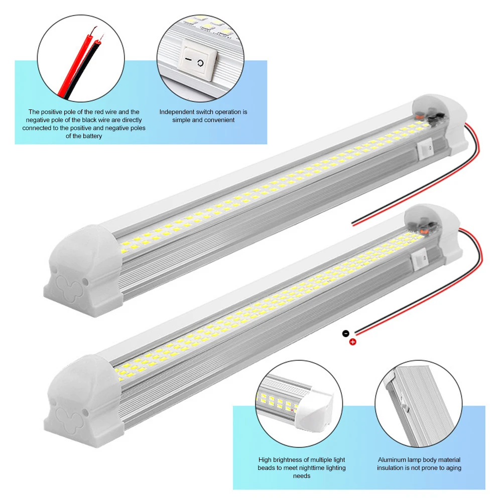 Barra de luz LED autoadhesiva para techo de camión, lámpara de emergencia para reparación de coche, caravana, barco, 12V-85V, 108LED - imagen 3