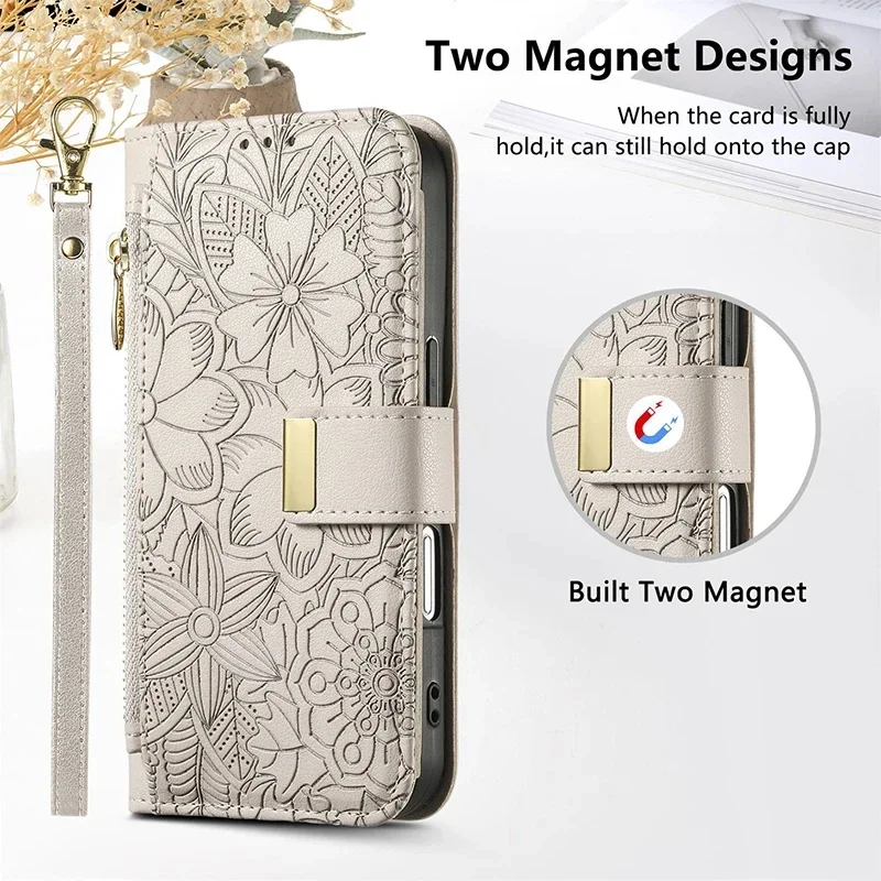 Funda de cuero con tapa cruzada para IPhone 17 Air 16 E 15 14 13 12 Pro Max Plus 16E 17Air 17Pro, funda con tarjetero tipo billetera para mujeres y niñas - imagen 2