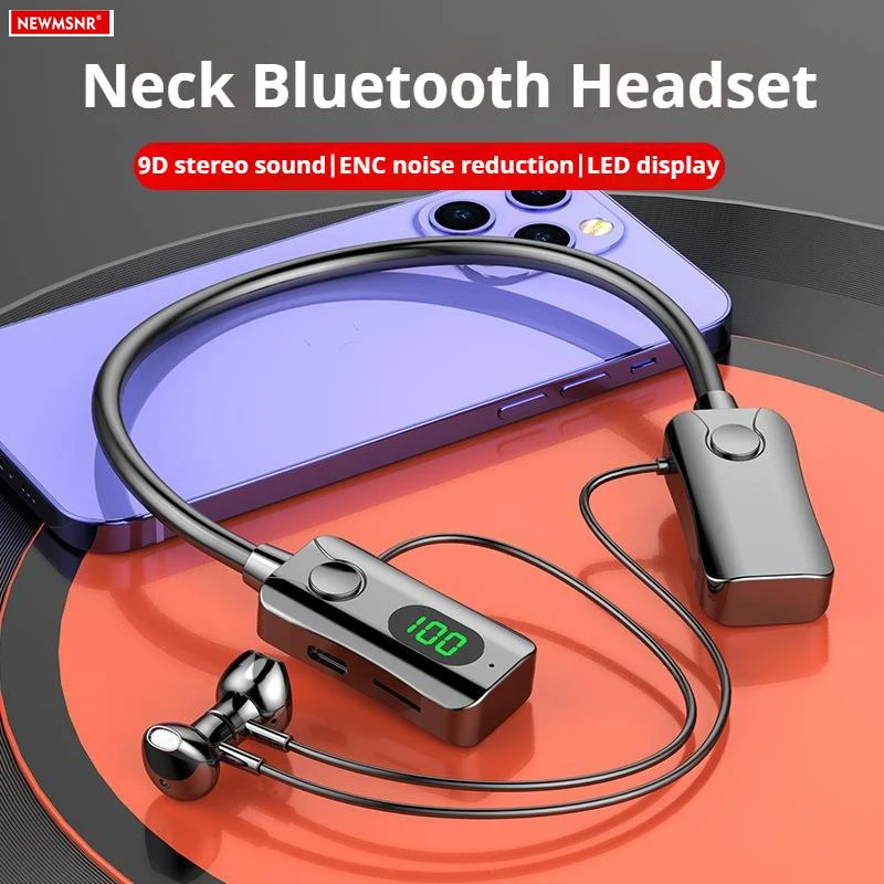# Auriculares Bluetooth 5,4 de larga duración, auriculares con sonido HiFi, auriculares inalámbricos con pantalla LED, banda para el cuello deportiva, auriculares colgantes para el cuello