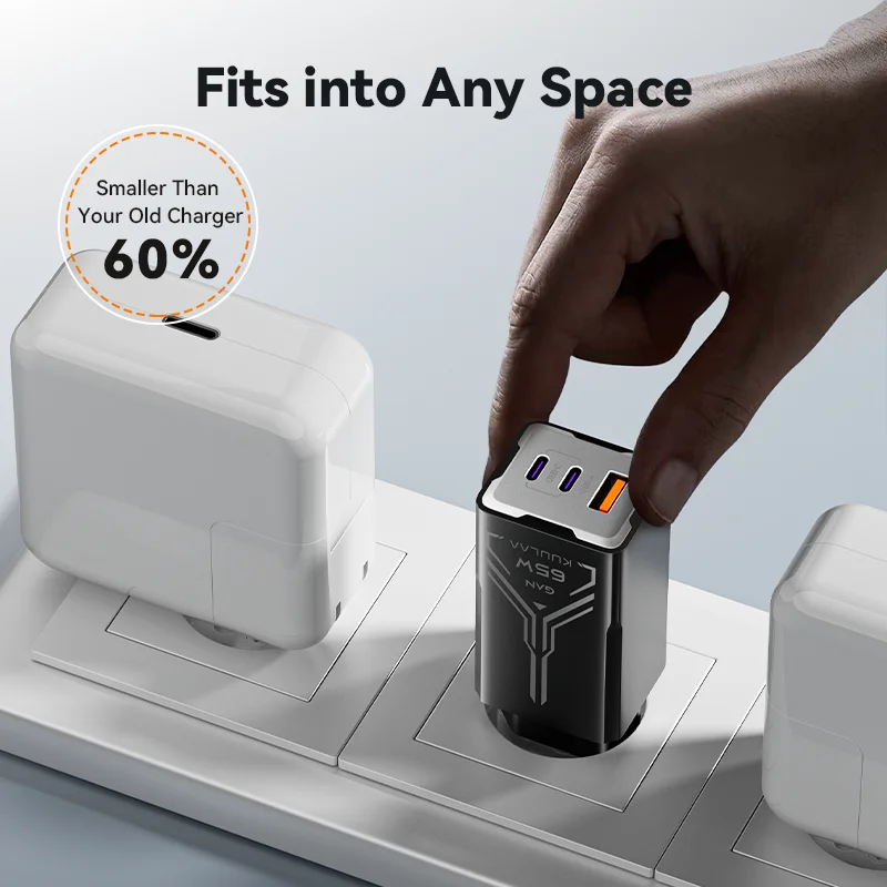 KUULAA 65W GaN cargador de carga rápida 4,0 3,0 tipo C PD cargador USB para iPhone 15 14 13 Pro Max cargador rápido para ordenador portátil cargador PD - imagen 5