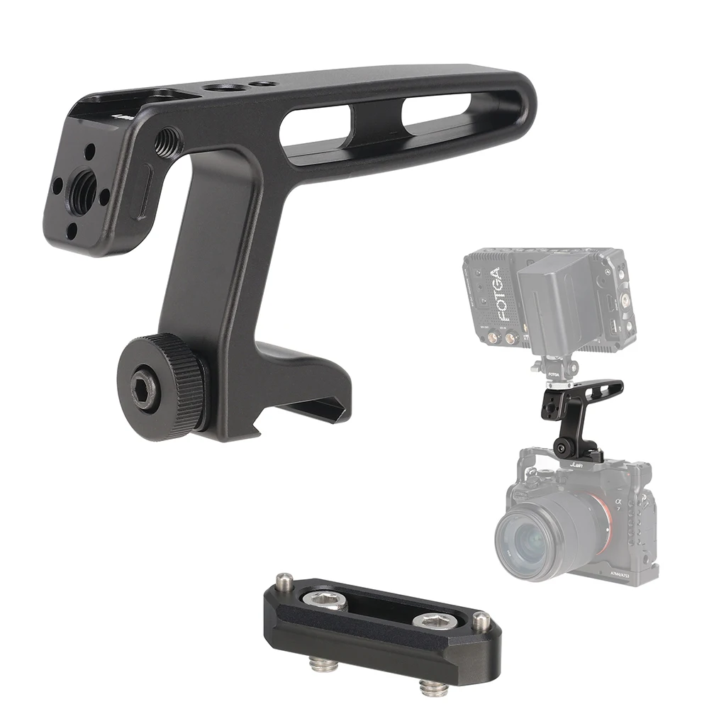 FOTGA-mango deslizante para jaula, empuñadura para cámara DSLR Sony Nikon Canon con zapata fría para micrófono, Monitor de luz LED, parte superior de Metal - imagen 2