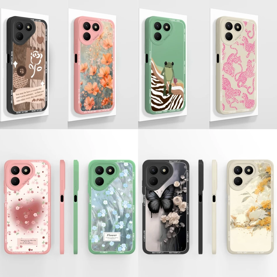 Para Tecno Pova 7 Pro Ultra 7 Neo funda de teléfono lindos animales patrones de flores suave suave cubierta de silicona líquida para Tecno Pova7 Shell
