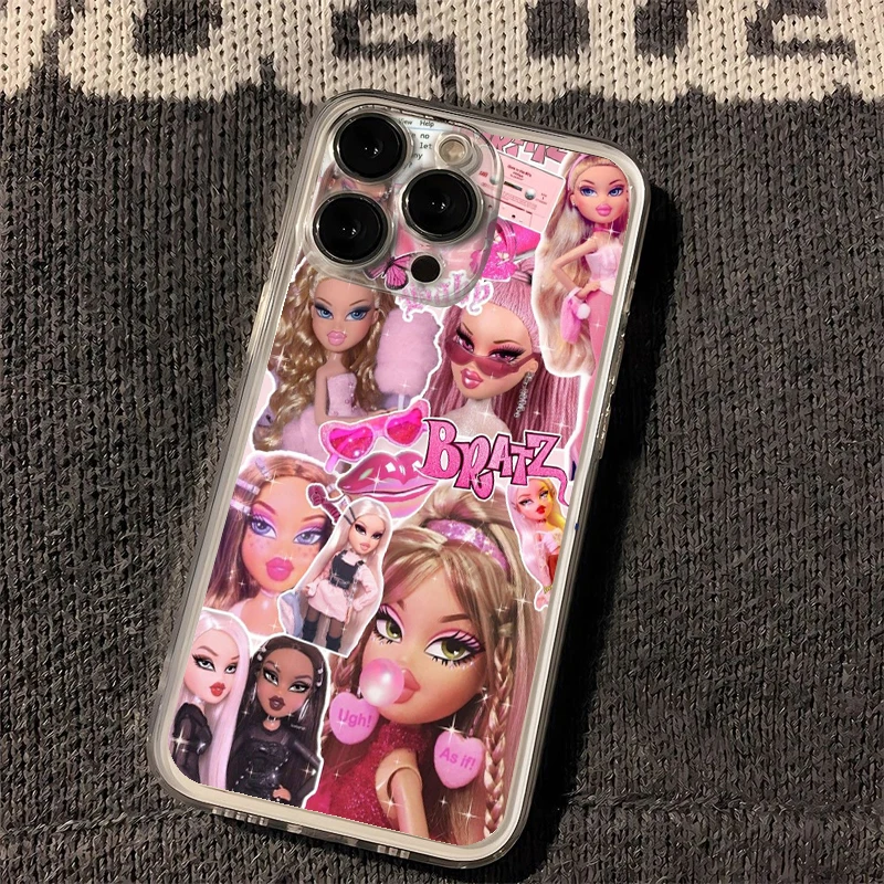 Funda de teléfono Bratz de muñeca encantadora a la moda para iPhone 16 15 14 13 12 11 Mini Pro Max X XR XSMax 7 8 Plus SE20 cubierta transparente - imagen 3
