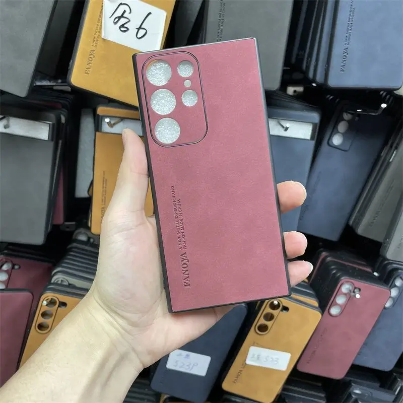 Funda de cuero de lujo para Samsung S25 S24 S23 Ultra contraportada para Samsung S25 Plus protección de cámara Funda de silicona a prueba de golpes - imagen 4