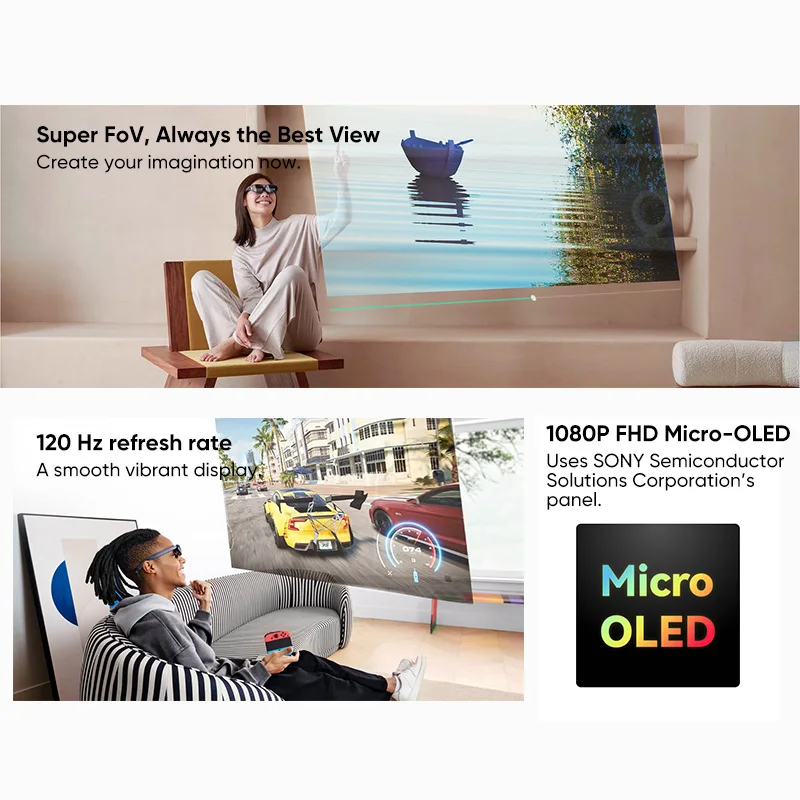 Rokid Max-gafas inteligentes AR 3D, lentes Micro OLED de 215 ", pantalla máxima de 50 °, FoV, para teléfonos, PC, pantalla proyectada, todo en uno, navidad, novedad - imagen 4