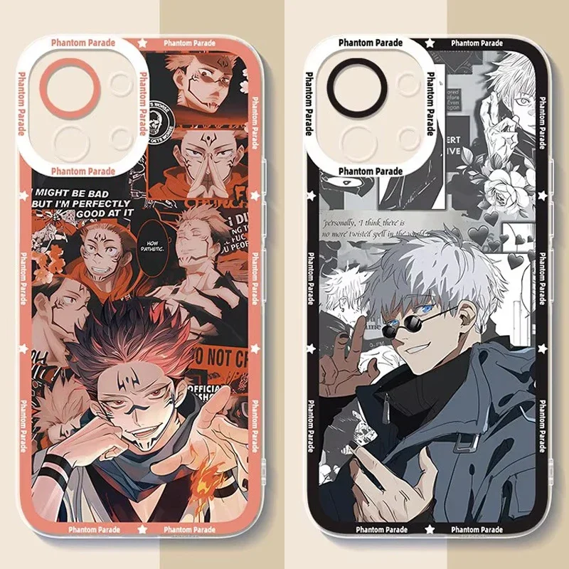 Funda de teléfono de silicona suave para iPhone 16 Pro Max 15 14 Plus 13 12 11 Pro XR XS X 8 7 SE 2020 Anime Jujutsu Kaisen cubierta trasera transparente