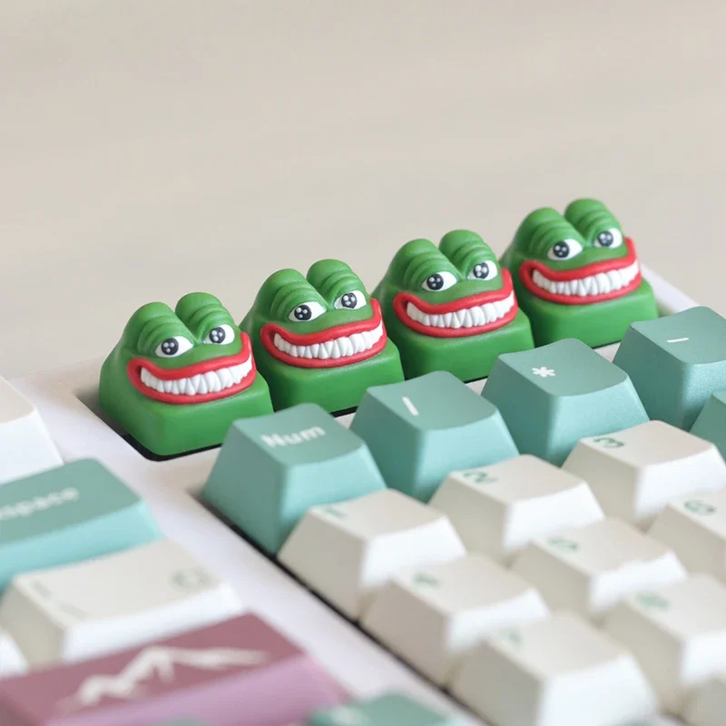 Sad Frog-Tapa de teclado artesanal, personalizada, de resina, hecha a mano, accesorios de teclado mecánico, Cherry MX - imagen 3