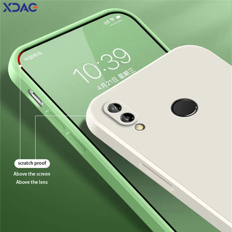 Funda trasera cuadrada de silicona líquida para teléfono móvil Huawei P20 Pro Lite 2019, accesorios de Funda suave - imagen 4