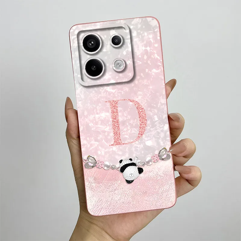 Funda de teléfono con letras de Panda para Xiaomi Poco X6 PocoX6 5G, protección de lente de cámara, funda suave de silicona líquida para parejas - imagen 5