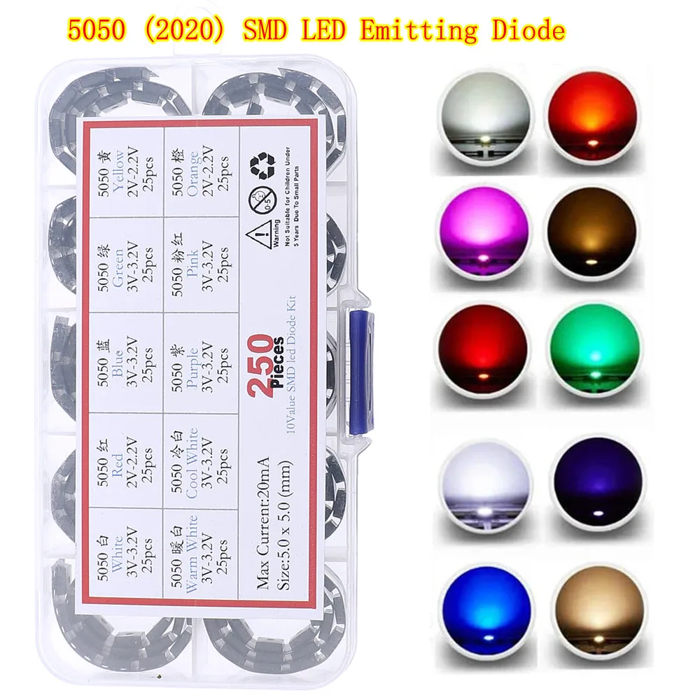 0402 0603 0805 1206 1210 5730 5050 SMD LED Kit mixto Cálido Blanco frío Rojo Verde Azul Amarillo Naranja UV Rosa Intermitente rápido - imagen 2
