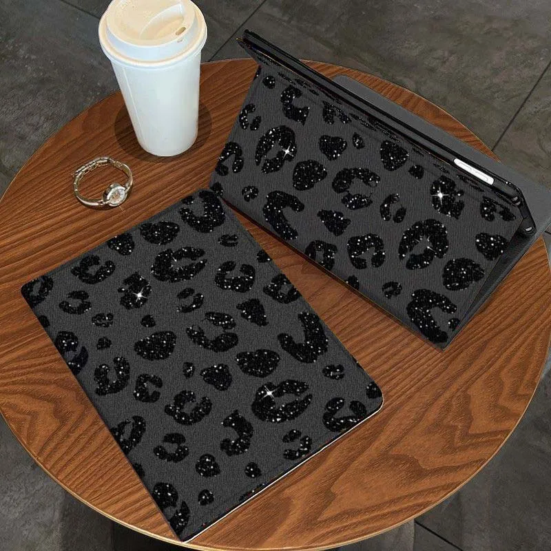 Estampado de leopardo con purpurina artística para Huawei MatePad Air Pro M6 M5 SE T5 13,2 12,6 12 11,5 11 10,8 10,4 10,1 pulgadas funda para tableta - imagen 3