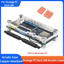 Caja acrílica Orange Pi Zero de 2W, carcasa transparente acrílica para Orange Pi Zero 2W con disipadores de calor de cobre