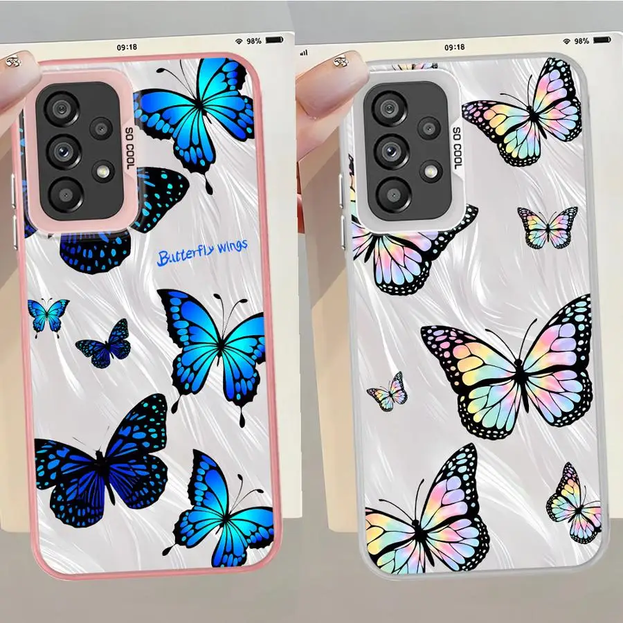 Funda para Samsung Galaxy S23 S25 S20 Plus S22 S24 FE S21 S23 Note 20 Ultra funda trasera para teléfono mariposa azul - imagen 3