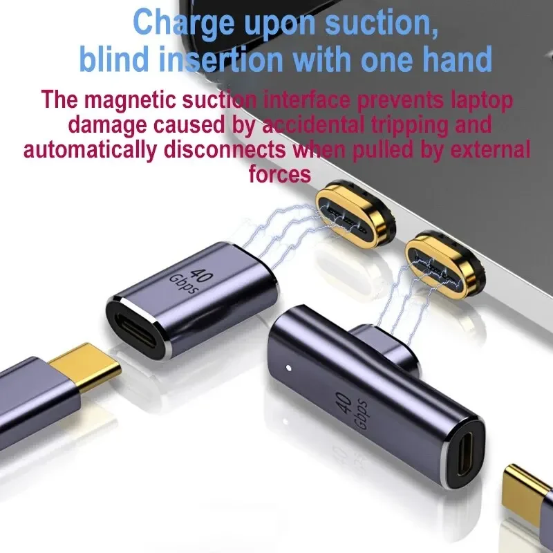 Adaptador magnético USB4.0 Thunderbolt 3, USB C a tipo C, 40Gbps, 140W, 100W, Cable convertidor magnético de carga rápida, adaptador USB 8K - imagen 3