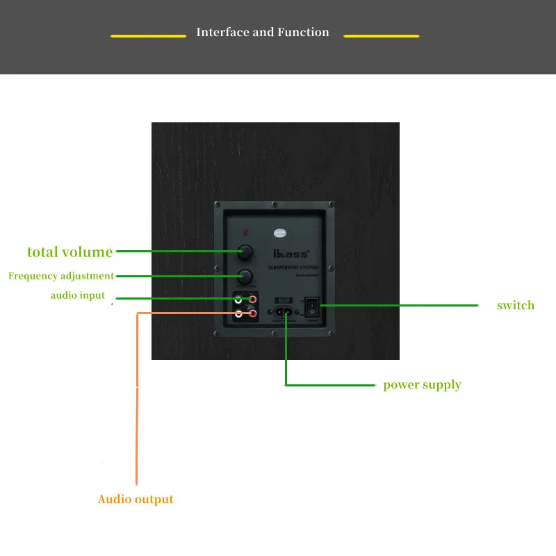 Ibass-Subwoofer activo de potencia máxima de 12 pulgadas, 300W, con amplificador de pared Echo, estantería 2,0, Audio, cine en casa, centro de música, Boombox - imagen 4