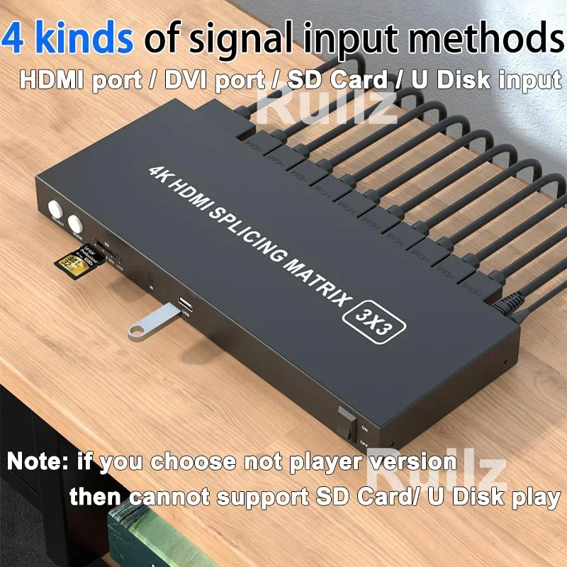 Controlador de pared de vídeo 4K 3x3 DVI HDMI 2x3 2x2 Multi Monitor, procesador de empalme de TV, empalmador VS tarjeta SD, USB U, reproductor de unidad Flash - imagen 5