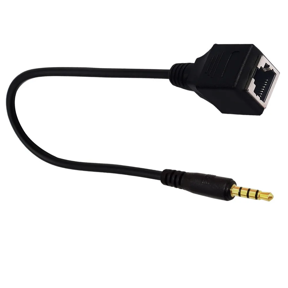 Nuevo 0,2 m 4 polos DC 3,5mm macho y hembra Jack TRS Audio a RJ45 hembra Cable adaptador Ethernet se utiliza alrededor de la computadora - imagen 5