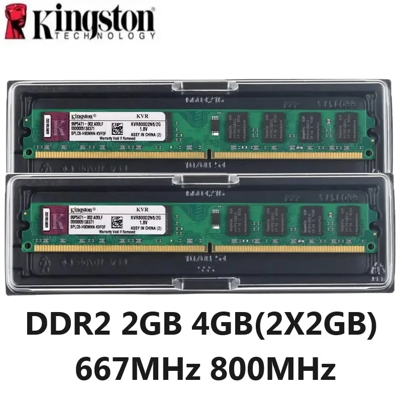 Kingston Memoria Ram DDR2 2GB 4GB(2X2GB) Kit Memoria DIMM RAM Computadora Escritorio 667MHz 800Mhz PC2-5300 6400 memoria ram ddr2