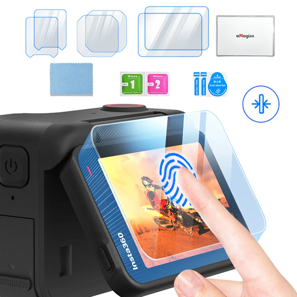 Película de vidrio templado, protección de lente de dureza 9H, película protectora antiarañazos y antibolos para Insta360 Ace Pro 2 - imagen 5