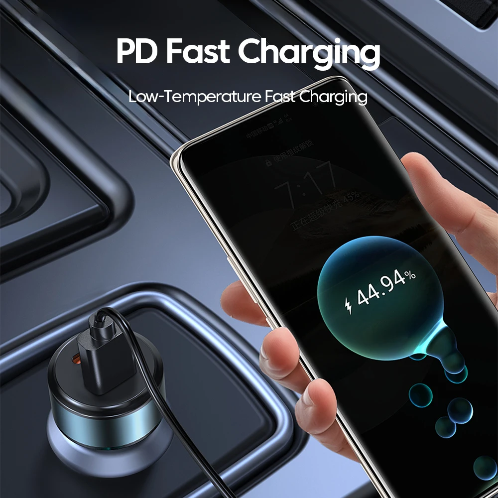 Cargador de coche transparente de 120W PD30W, adaptador de cargador de teléfono de coche USB tipo C de carga rápida para iphone 15 16 Samsung Huawei Xiaomi - imagen 5