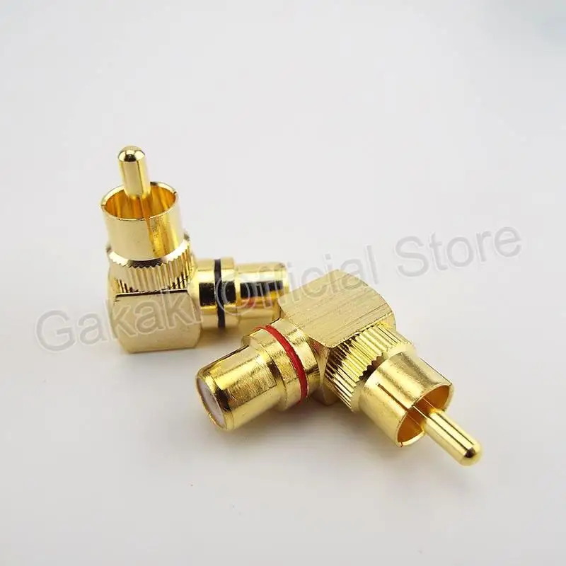 Conector RCA de ángulo recto macho a hembra, adaptadores de enchufe de 90 grados, conectores de Audio tipo L F a M, Latón chapado en oro, 4 piezas - imagen 5