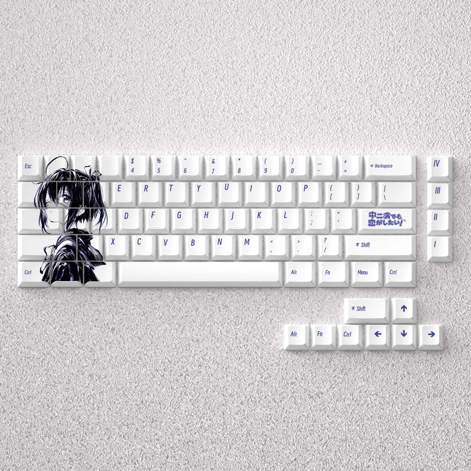 Teclas de 73 teclas Rikka Takanashi Anime PBT sublimación de tinte cereza para teclado mecánico 61 65 68 Akko Fun60pro Anne Pro 2 GK61 - imagen 4