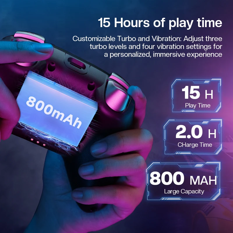 NYXI Wireless Pro Switch Controlador de PC Joystick de vibración Batería de 800 mAh Negro - imagen 3