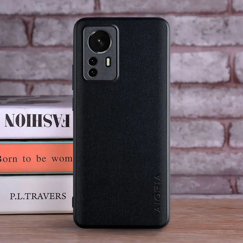 Funda de cuero textil de lujo para Xiaomi mi 12 Lite 12S 12X Pro TPU Ultra suave con PC dura material 3 en 1 diseño de protección de cámara - imagen 3