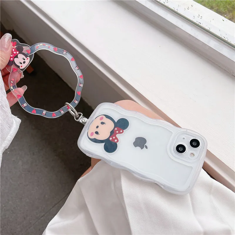 Disney-cordón de silicona para teléfono móvil, pulsera redonda anticaída creativa, funda trasera de Minnie y Mickey, correa de regalo - imagen 4