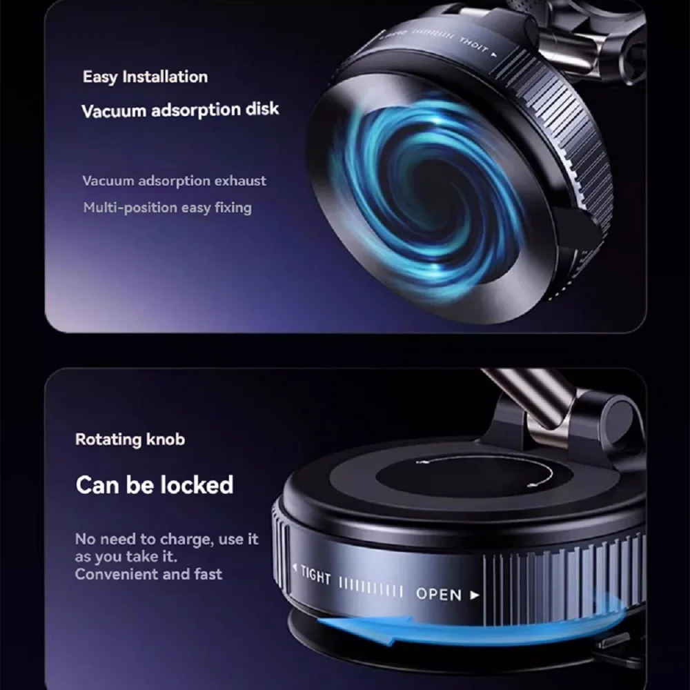 360 °   Soporte magnético para teléfono con succión al vacío, soporte plegable ajustable para coche, soporte magnético de succión antideslizante para viajeros ocupados - imagen 5