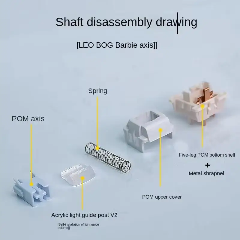 LEOBOG BARbIE interruptor POM HiFi 5 pines 33 gf interruptores lineales MX guía de luz RGB interruptor de teclado mecánico lubricación de fábrica - imagen 5