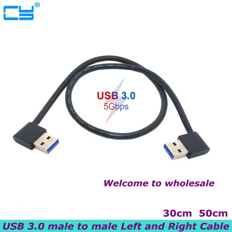 Cable de extensión de esquina izquierda A derecha para teléfono móvil, Cable de datos de disco duro de computadora, USB 3,0 tipo A, cabeza macho