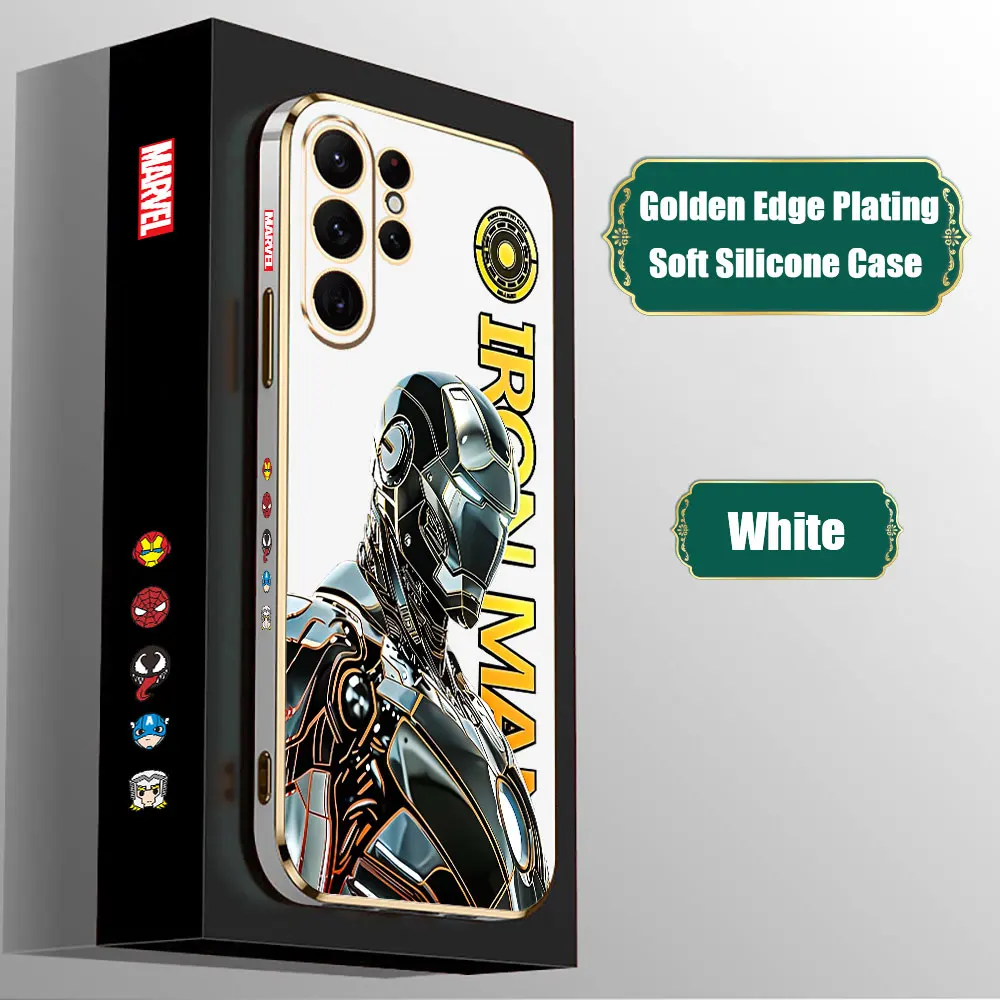 Funda de teléfono Cool Marvel Iron Man S24Ultra para Samsung Galaxy S24, S23, S22, S21, S20 Ultra Fe, S10, S9, S24 Plus, 5G, cubierta chapada de lujo - imagen 2