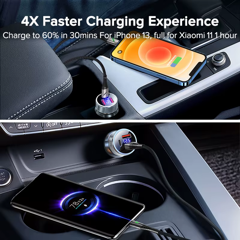QOOVI Cargador Coche 80W PD USB-C Doble Puerto Carga Rápida iPhone 13 - imagen 3