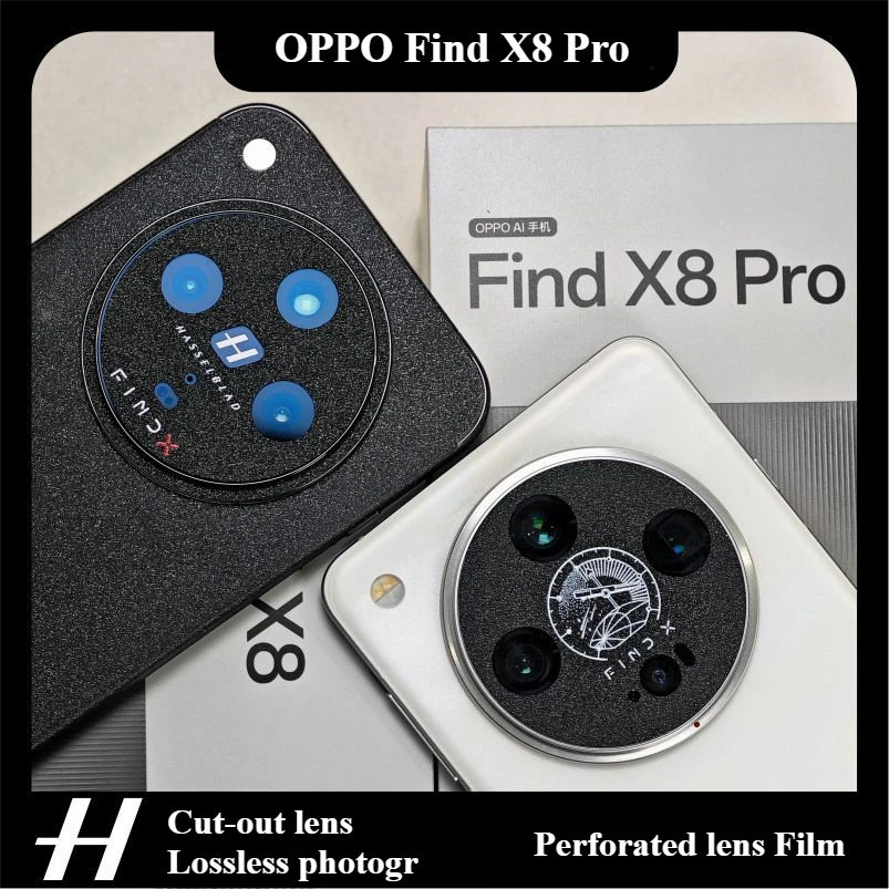 Película de lente para OPPO Find X8 Pro, 3 uds., película de cámara perforada mate impresa FindX8Pro, pegatina suave, creativa, negra, resistente a los arañazos
