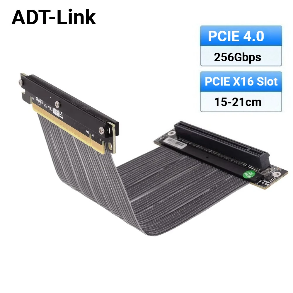 Cable elevador PCIe 4,0x16, tarjeta de vídeo Vertical inversa, Cable Flexible para juegos, Cable plateado, conector PCI-E Gen4.0 GPU ITX para PC - imagen 2