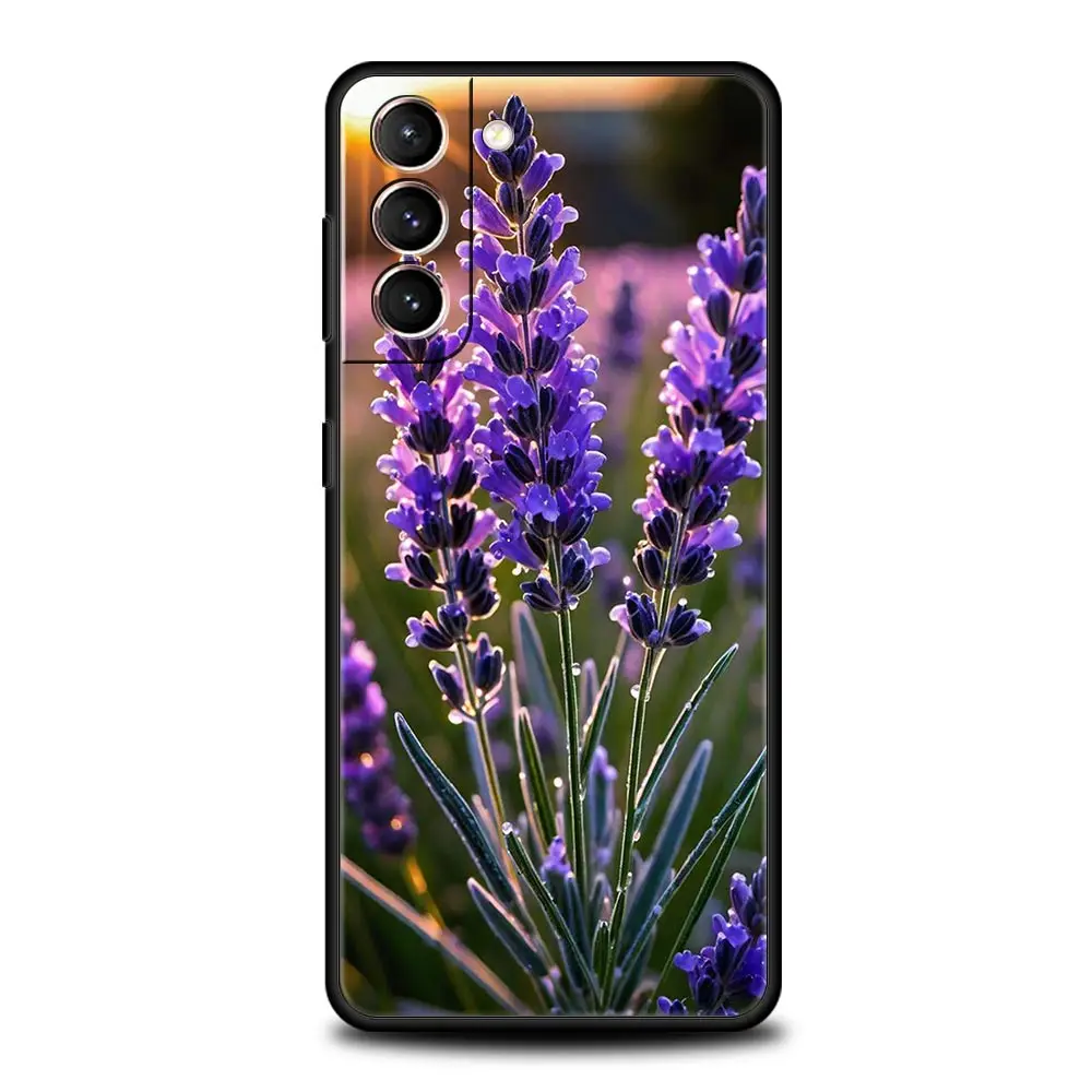 Funda de teléfono Simple con flores moradas y lavanda para Samsung Galaxy S24 S23 S22 S20 Ultra S21 FE 5G S10 S9 Plus S10E S8 - imagen 3