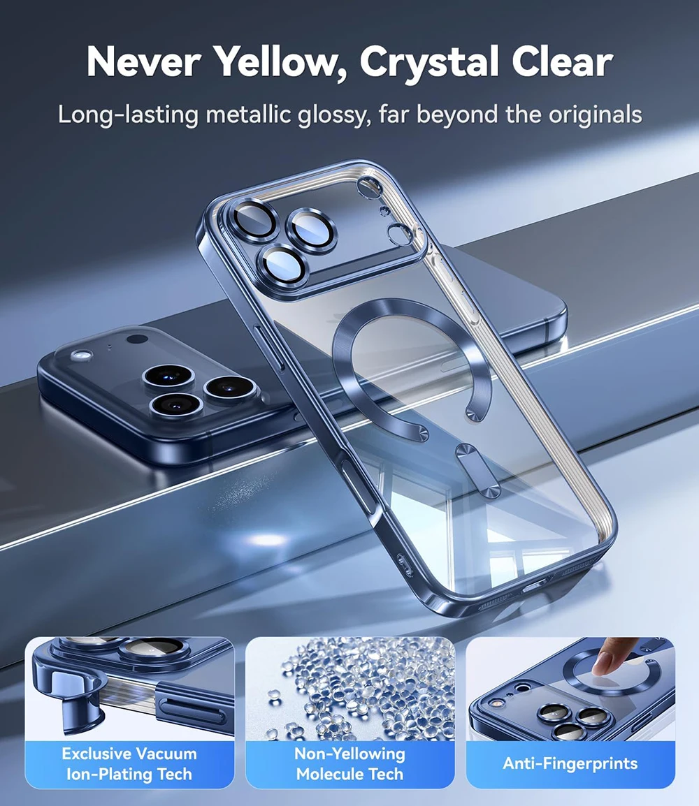 Funda suave de silicona transparente con revestimiento de lujo para iPhone 17 Air 16 15 14 13 12 11 Pro Max, funda de carga inalámbrica Magsafe magnética - imagen 3