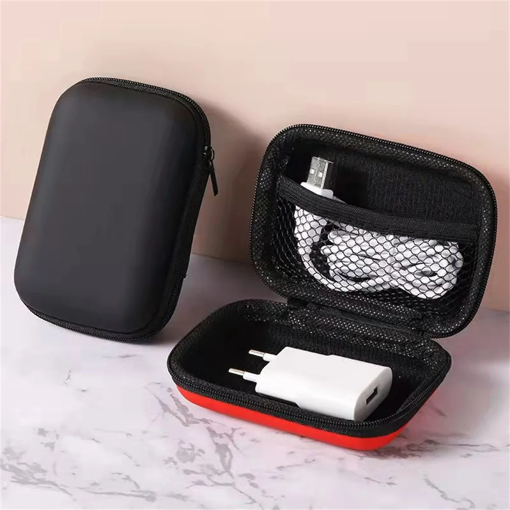 Bolsa de almacenamiento EVA de viaje portátil con cremallera protectora para auriculares con unidad Flash, cargador de teléfono móvil, organizador de cables de datos - imagen 3