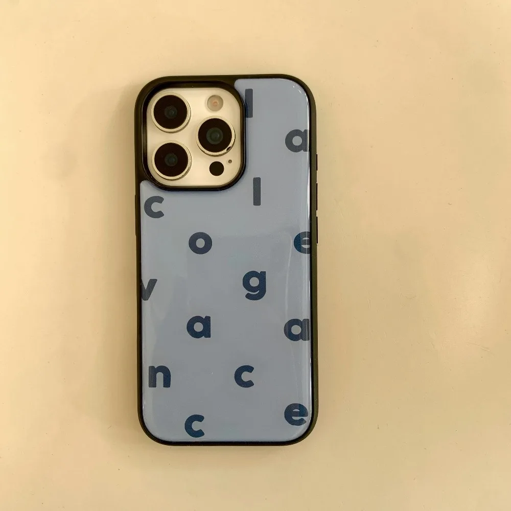 Funda de teléfono coreana INS Color puro simplicidad letras en inglés a prueba de golpes para iPhone17 16 15 14 13 Pro Max funda trasera para teléfono Capa - imagen 4